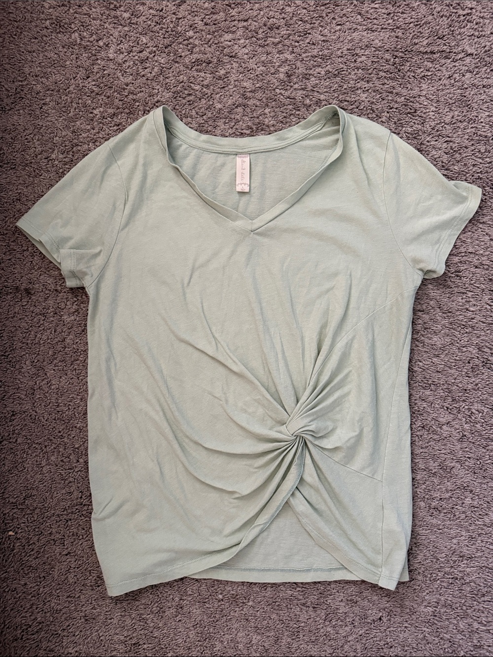 Altar'd State Light Sage Twist-Front V-Neck Tee